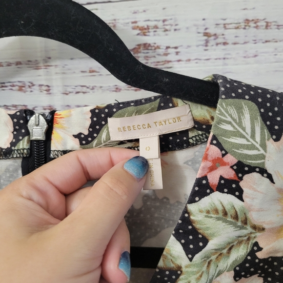 Rebecca Taylor S0 Black Floral Wrap Dress - Picture 3 of 4